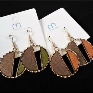 melody 1.5” 2-Toned Wood Look Earrings-BRAND NEW!!